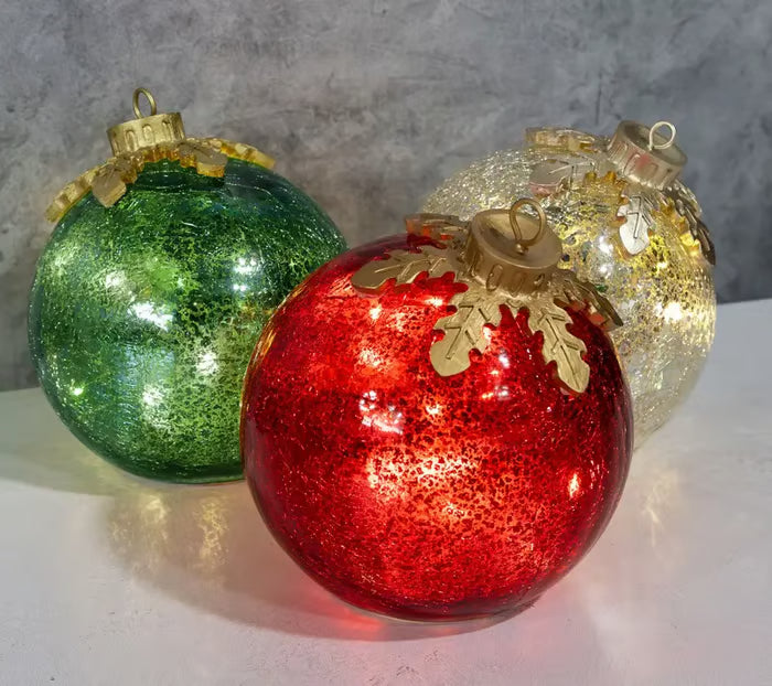 Festive Glass Christmas Table Decorations Set of 3