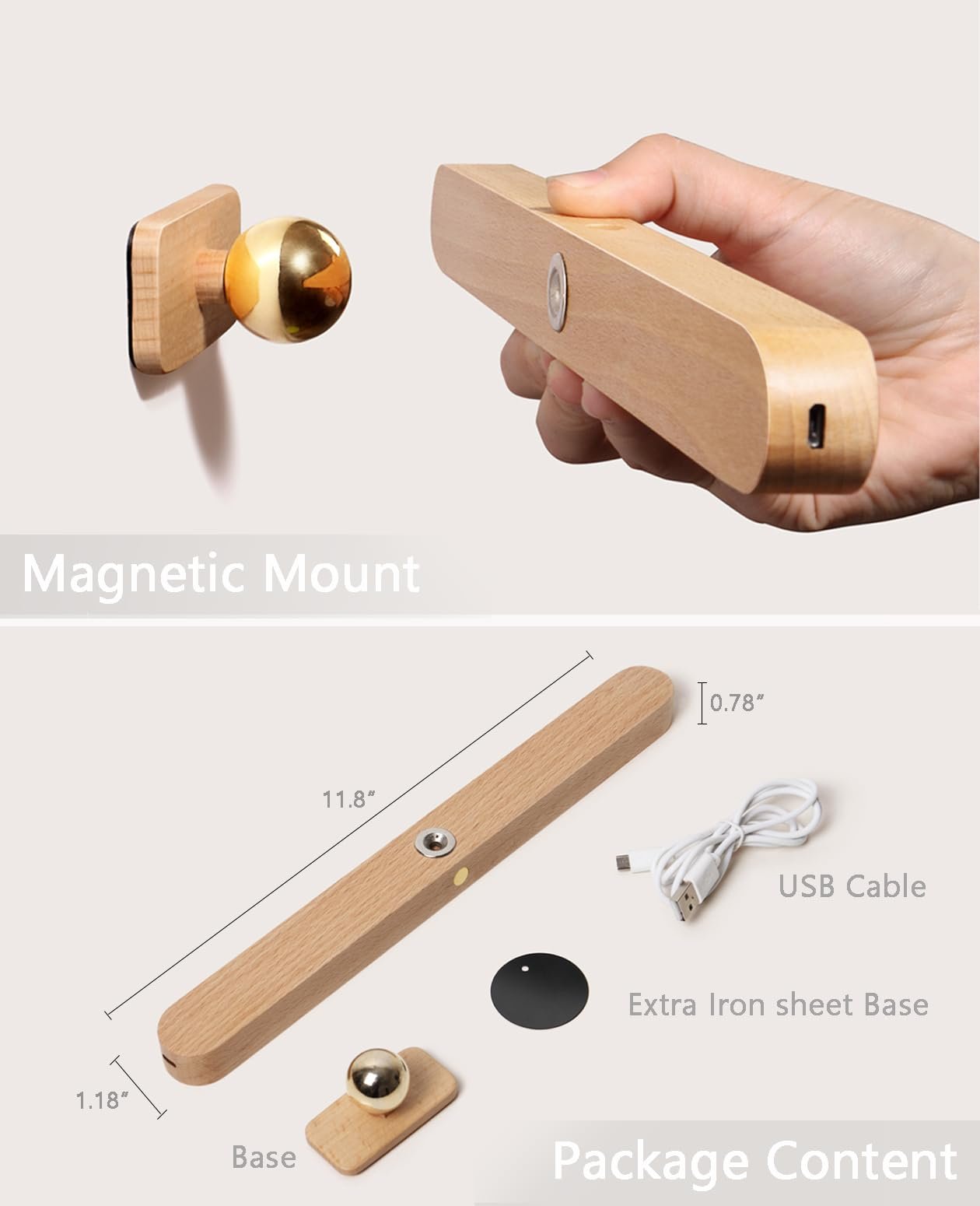 LumaWood - Effortless Magnetic Lamp with Soft Natural Light Anywhere