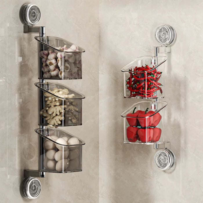 OrganizeEase™ - 3-Tier Rotating Kitchen Suction Shelf