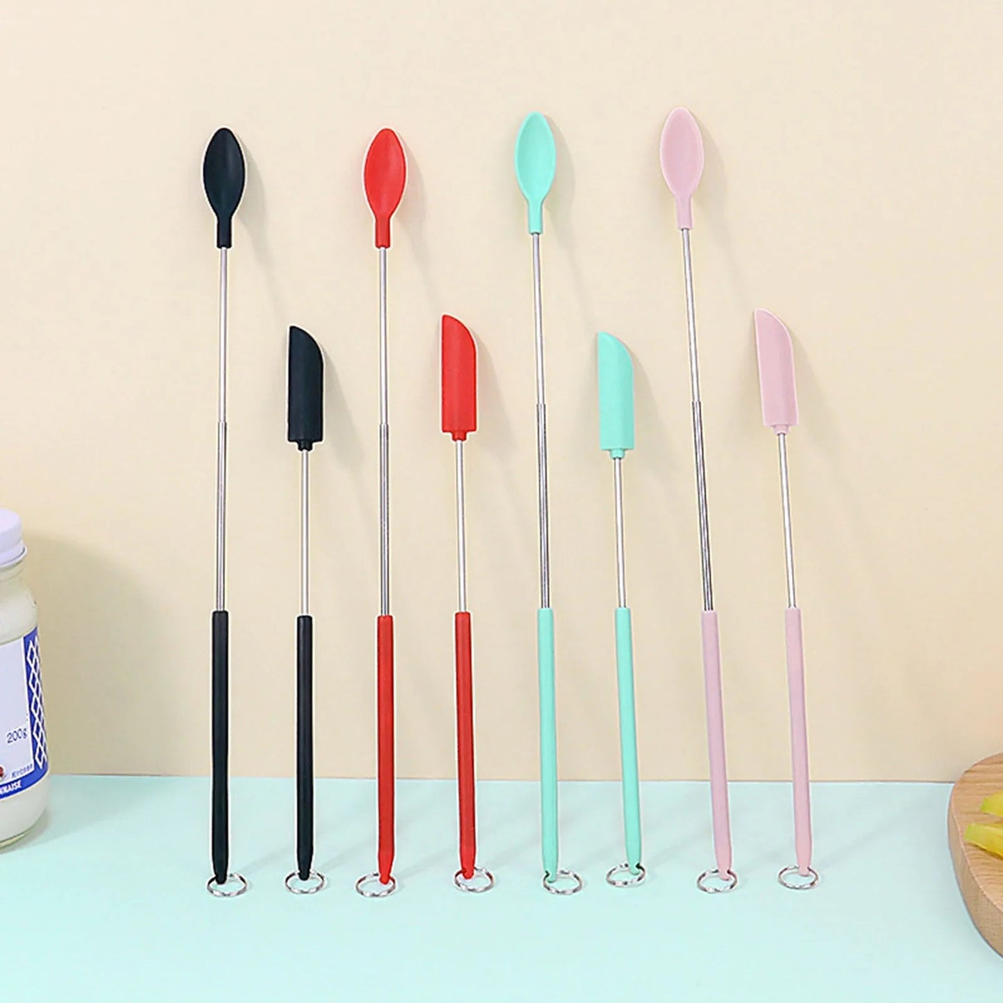 Set of Mini Silicone Jar Spatulas for Baking and Cooking