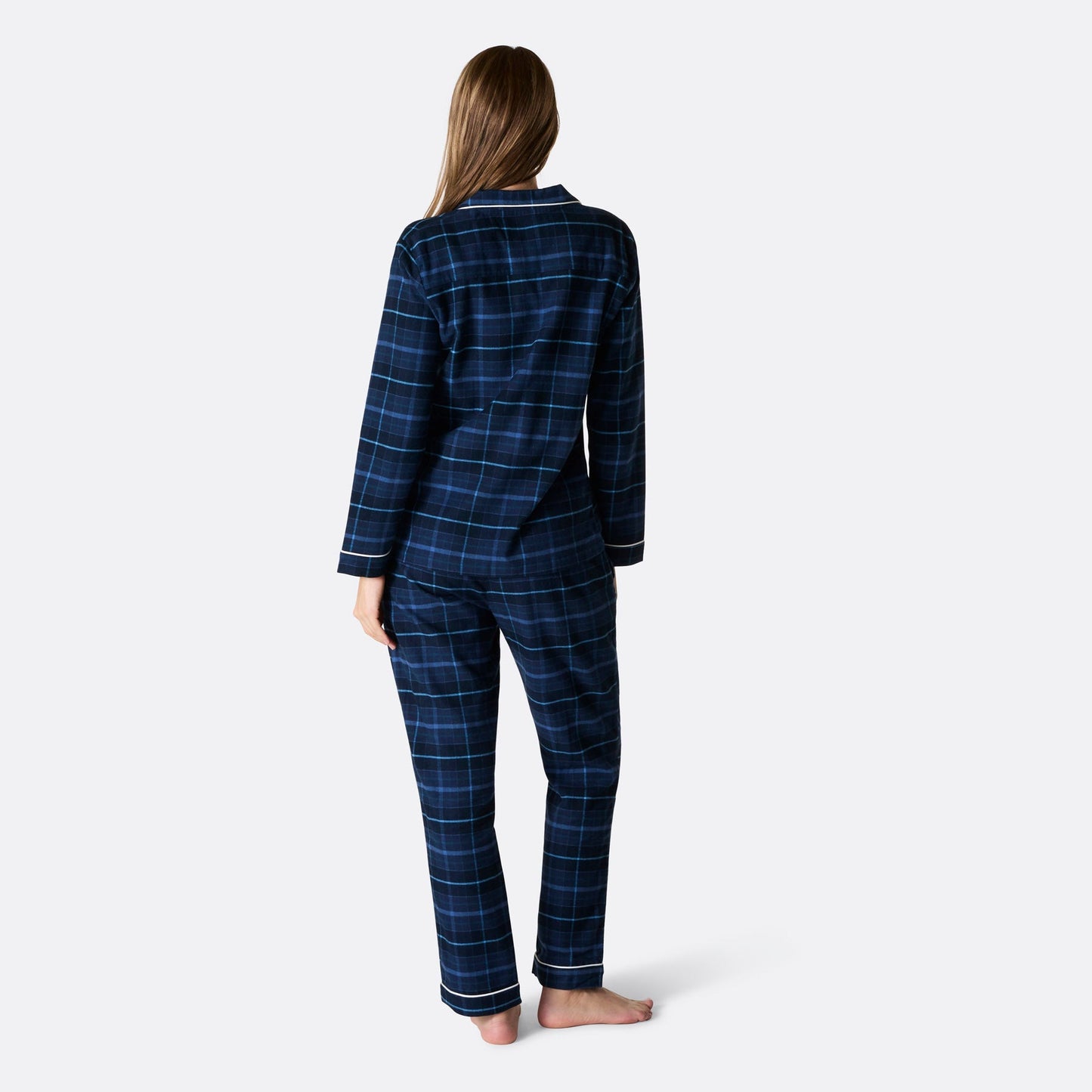 Cozy Blue Flannel Christmas Pajamas for Women