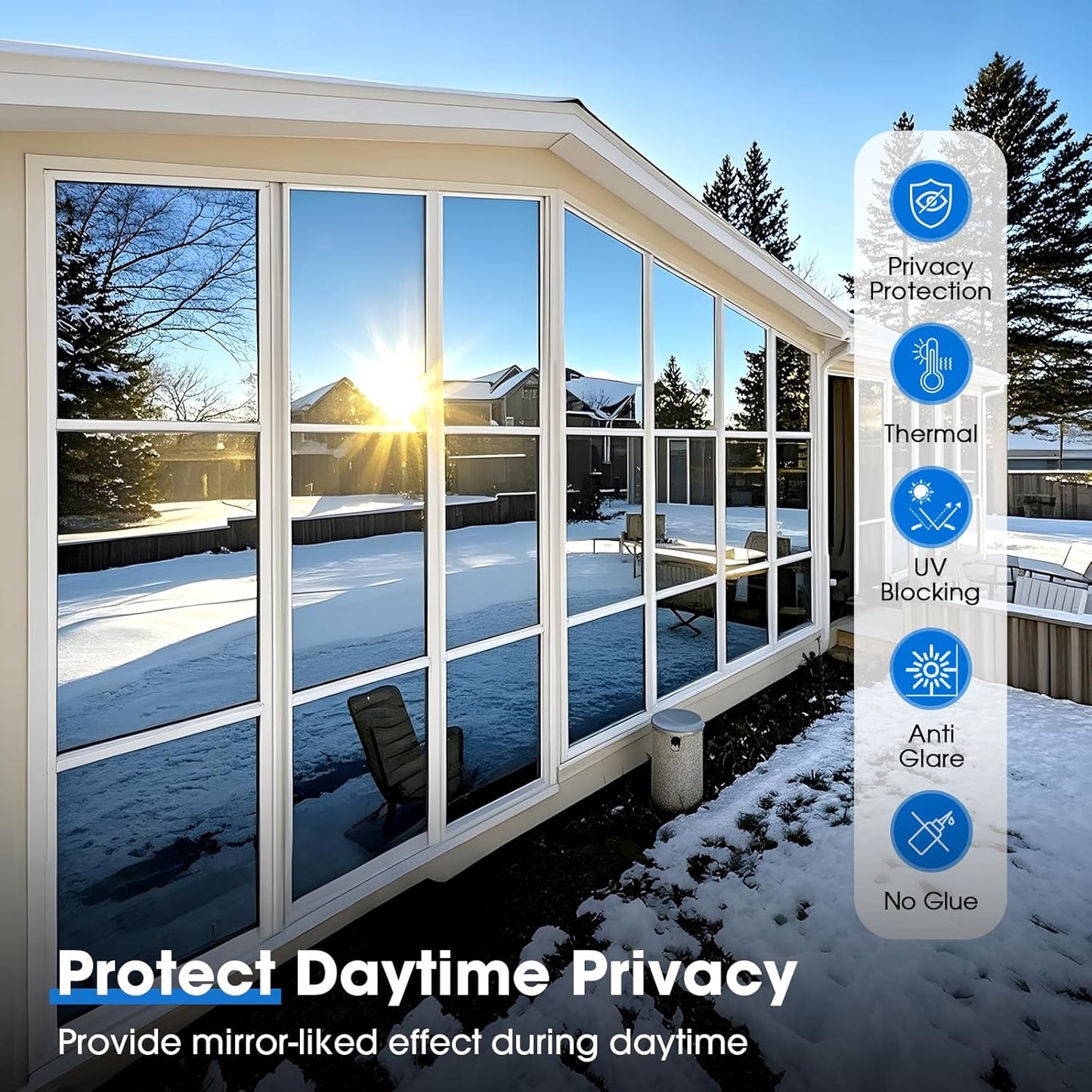 Self-Adhesive Privacy Mirror Film with UV Protection