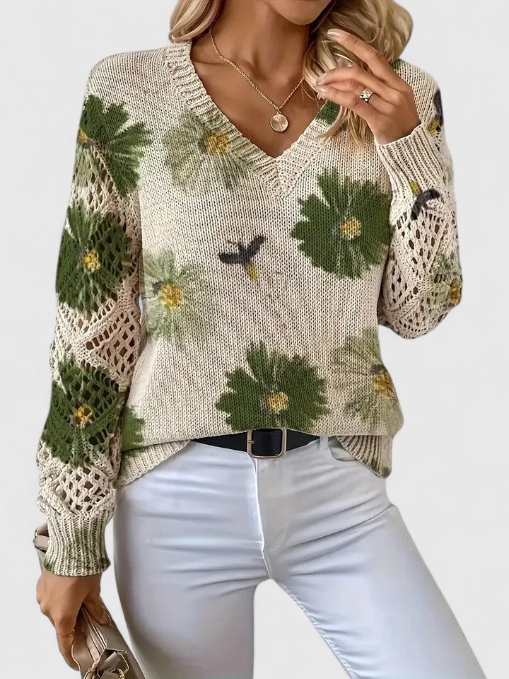 Elegant Floral Print Sweater