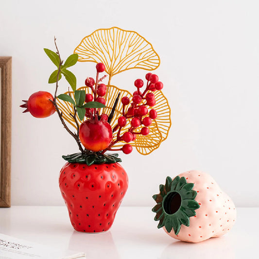 Handcrafted Ceramic Strawberry Vase