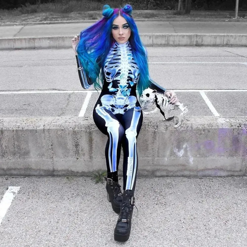 Spooky X-ray Skeleton Costume for Halloween Parties