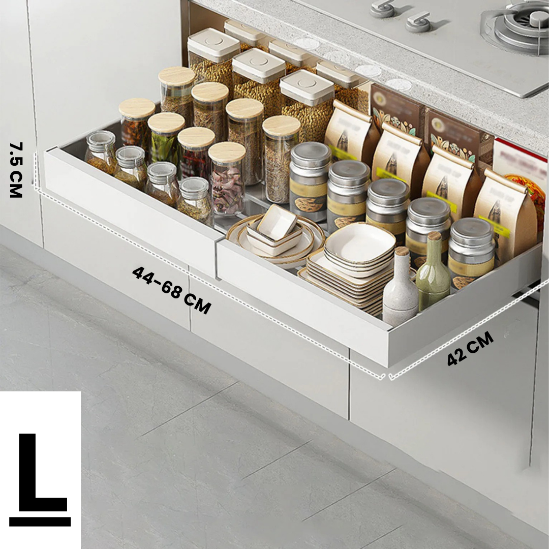 FlexiShelf™ - Adjustable Kitchen Organizer for Cabinets & Counters