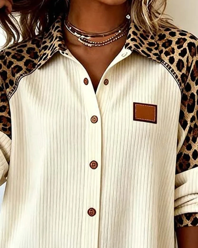 Casual Shirt with Animal Print Sleeves
