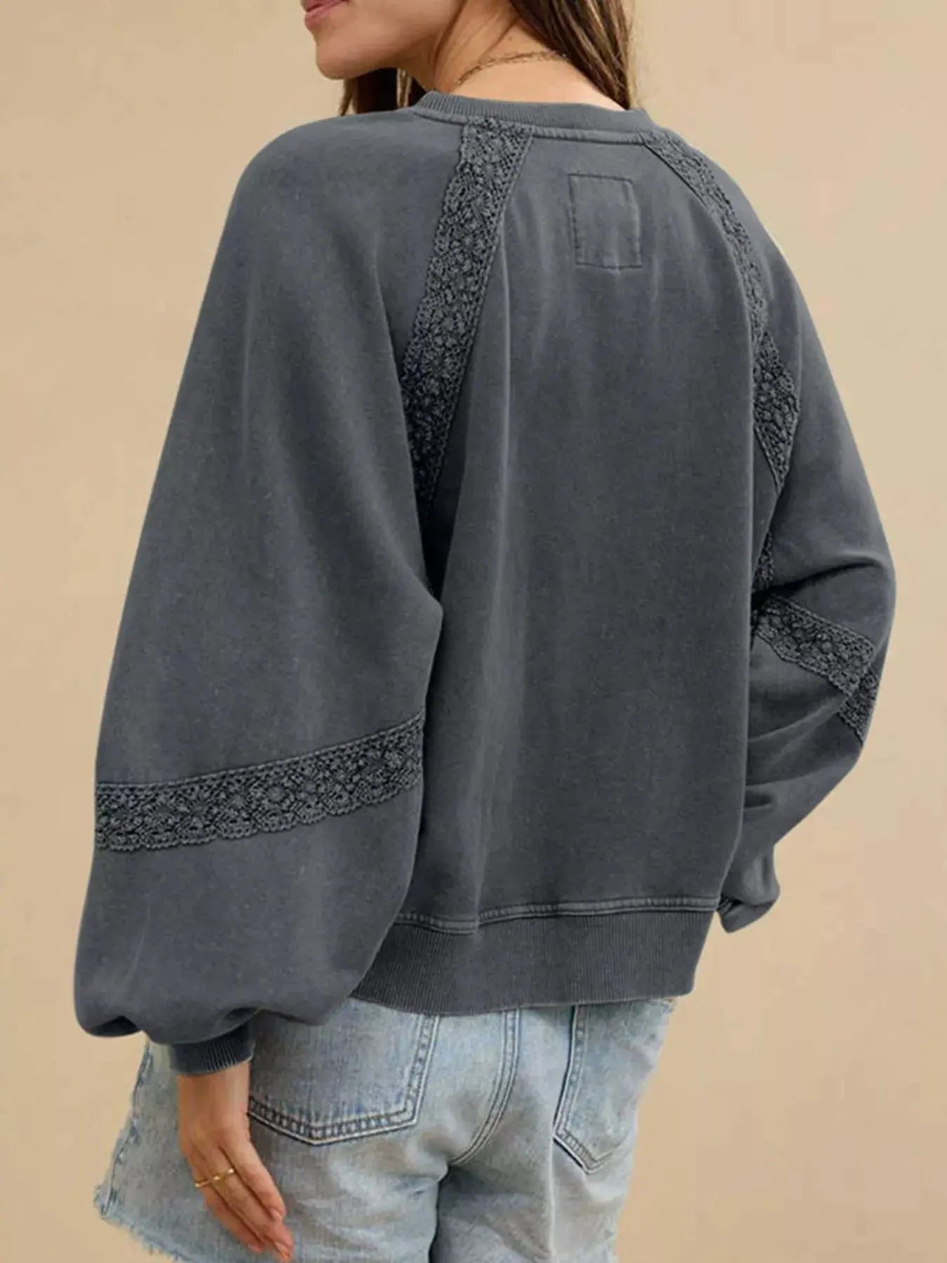 Cozy Lace Detail Sweatshirt for Casual Chic Looks