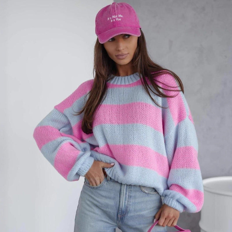 Lightweight Airy Knit Sweater with Relaxed Fit Sleeves