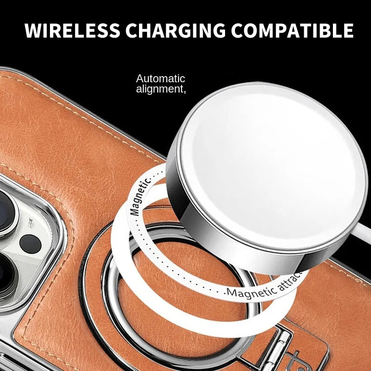 SleekGuard - Slim Leather Case with Hands-Free Magnetic Stand