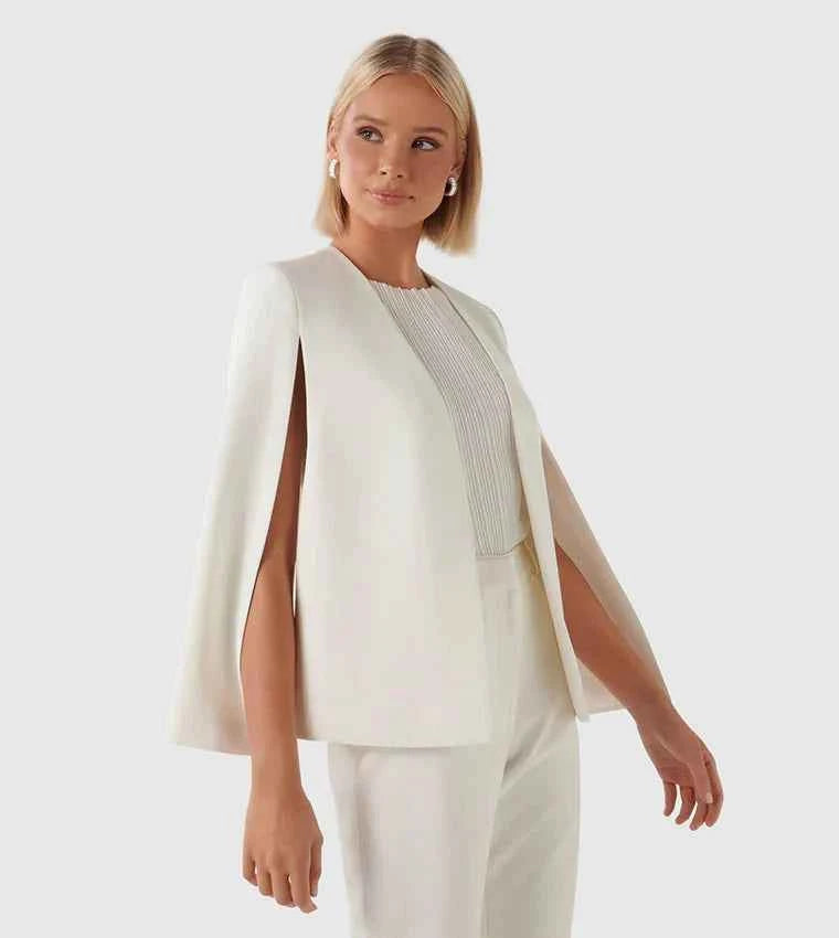 Elegant Women's Cape Blazer with Flowing Cut and Sleeve Slit