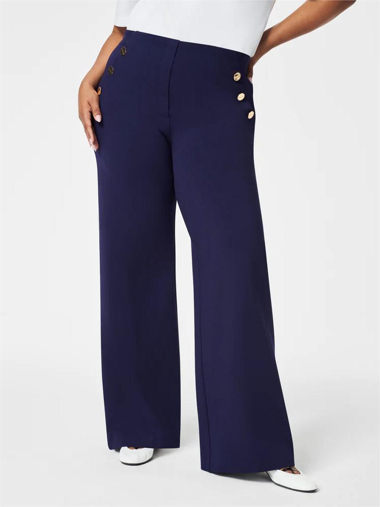 High-Waist Wide-Leg Pants with Hidden Belly Comfort