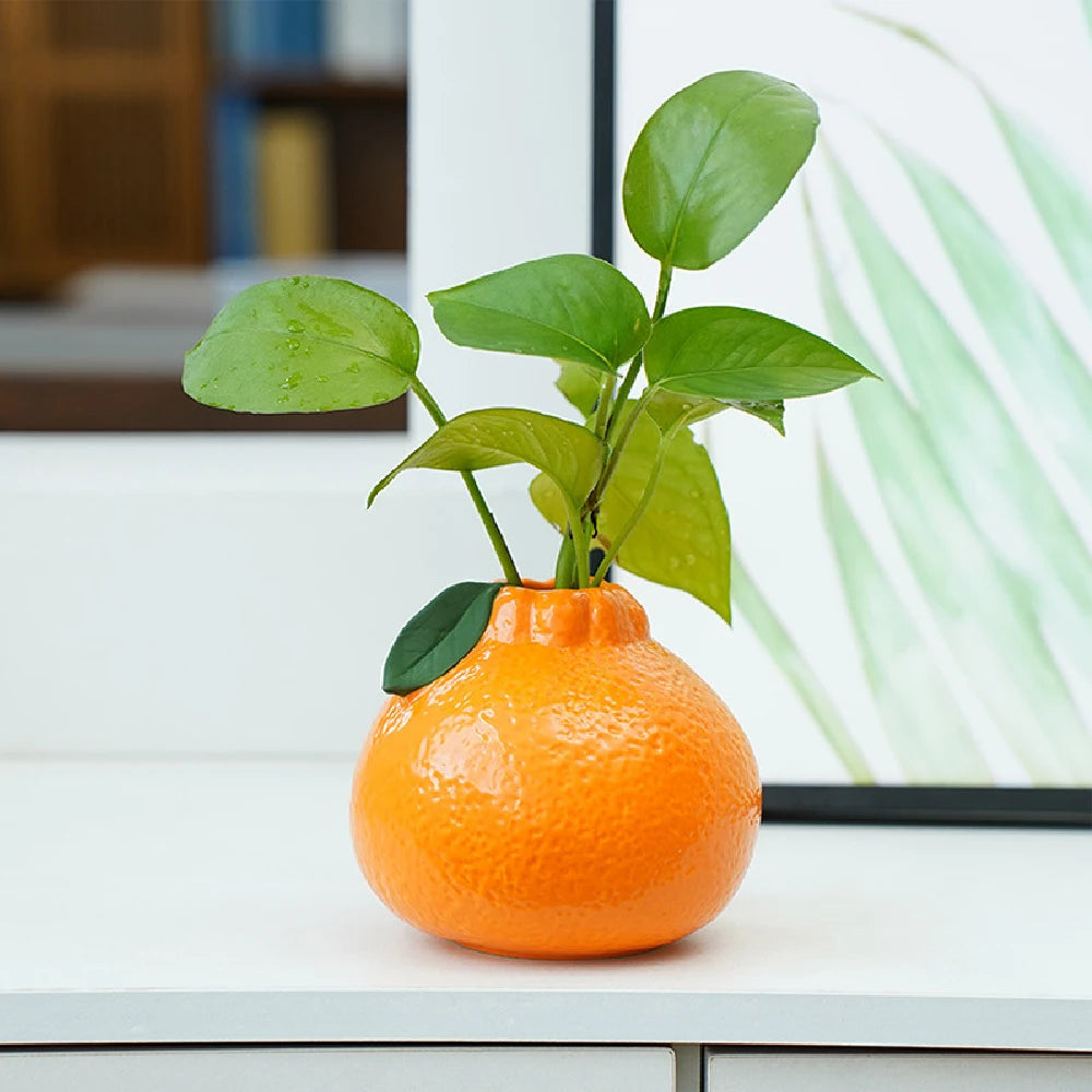 Modern Ceramic Orange Vase for Home Decor