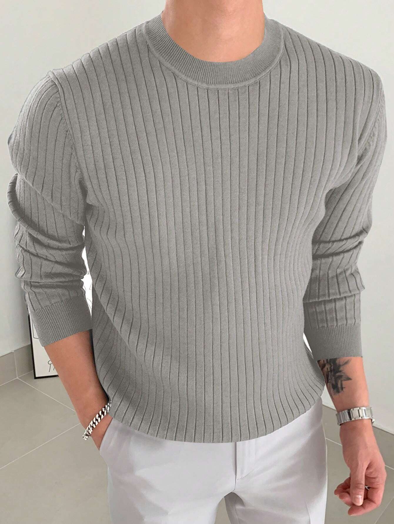 Cozy Knit Sweater for Men Soft Warm Casual Pullover