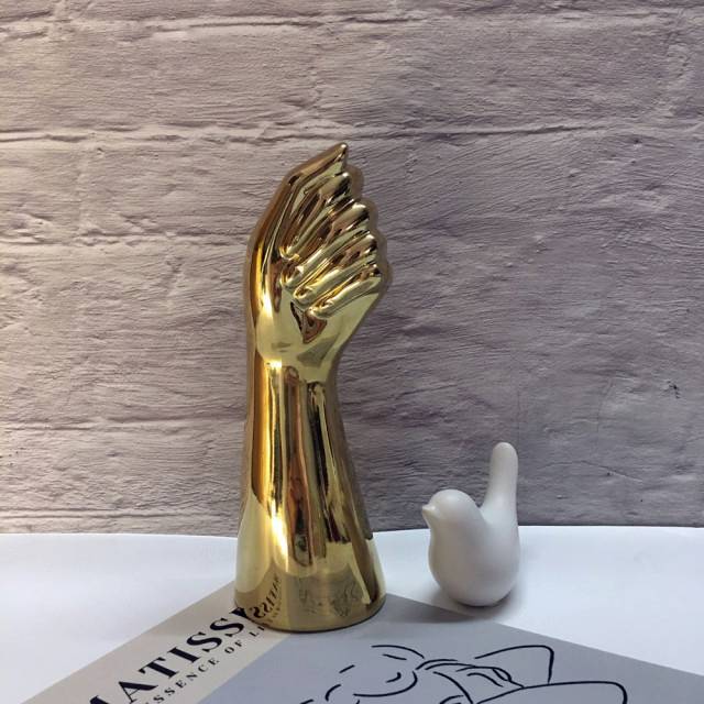 Glossy Ceramic Hand-Shaped Vase Artistic Home Decor Accent