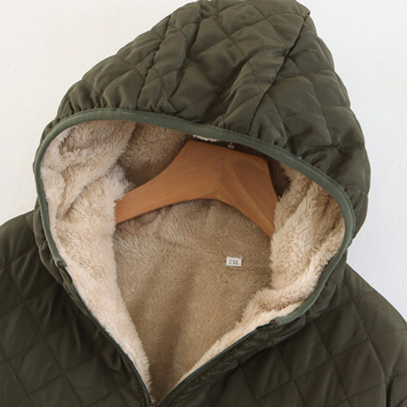 Quilted Hooded Jacket with Plush Lining