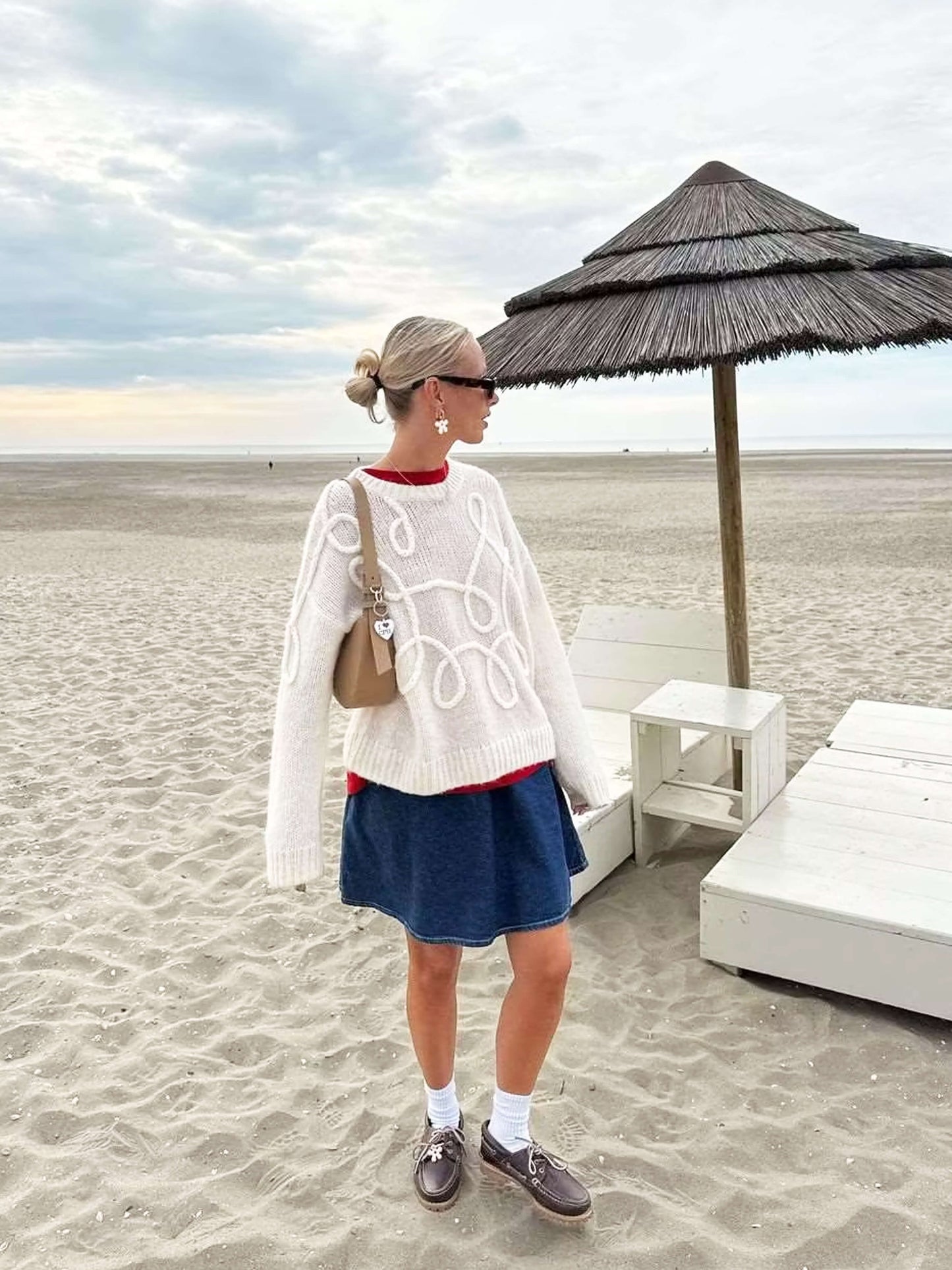 Cozy Oversized Sweater with Elegant Embroidered Details