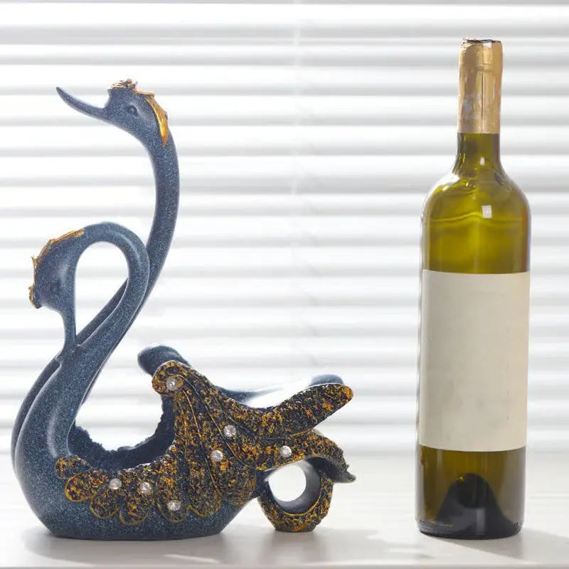 Elegant Swan Wine Bottle Holder Decorative Accent