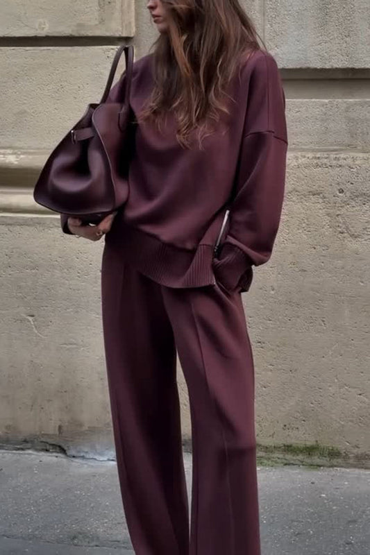 Cozy Turtleneck Sweatshirt and Relaxed Waist Pocket Pants Set