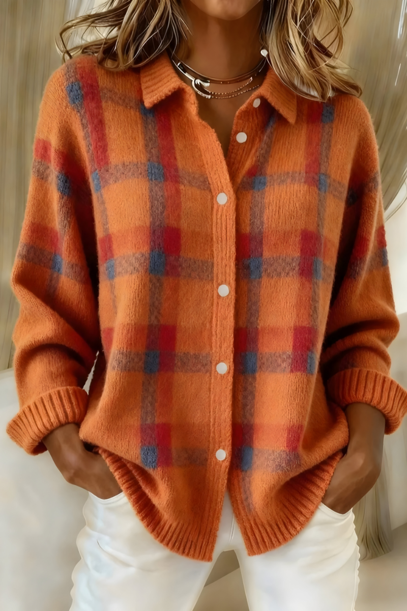Soft Check Knit Cardigan