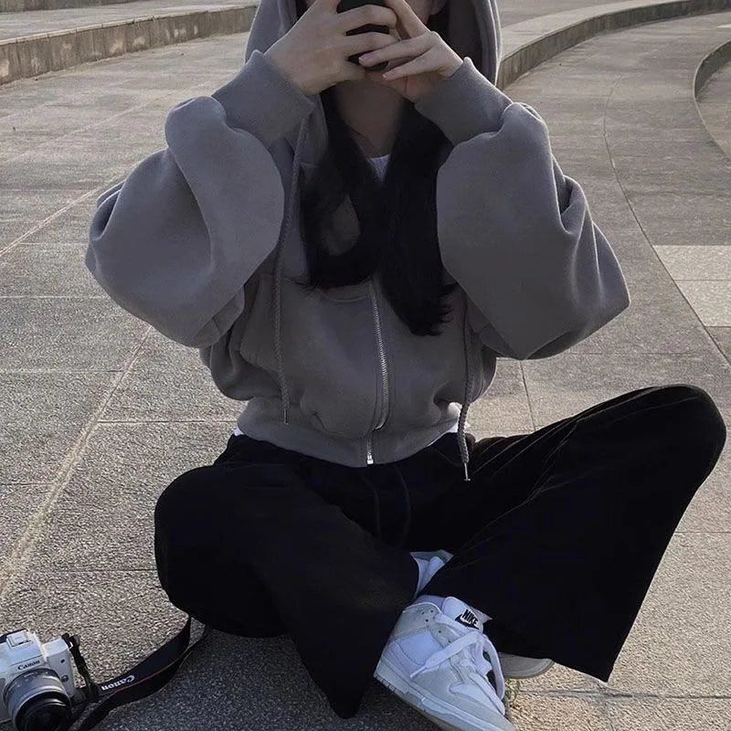 Stylish Cropped Hoodie Sweatshirt