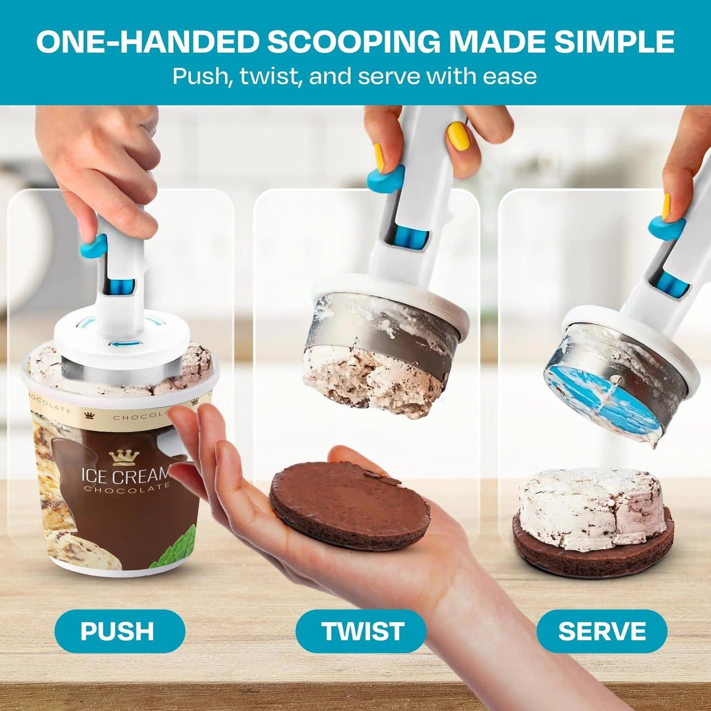 Effortless Frozen Treat Scoop and Release Tool