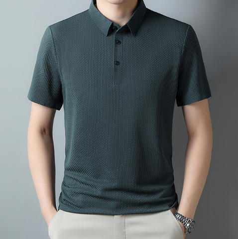 Lightweight Waffle Knit Polo Shirt