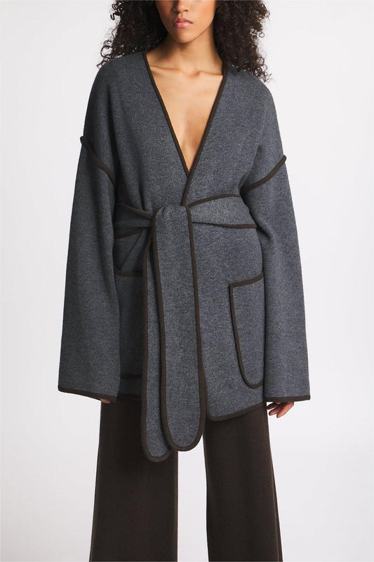 Cozy Woolen Drop-Shoulder Coat with Belted Waist