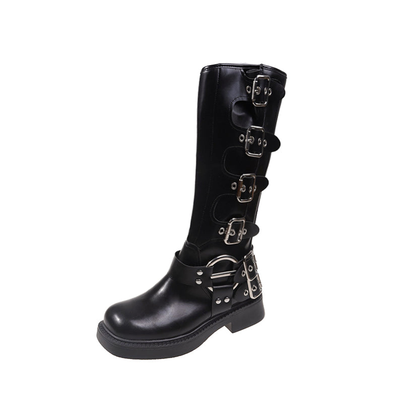 Edgy Low Heel Punk Gothic Rock Boots