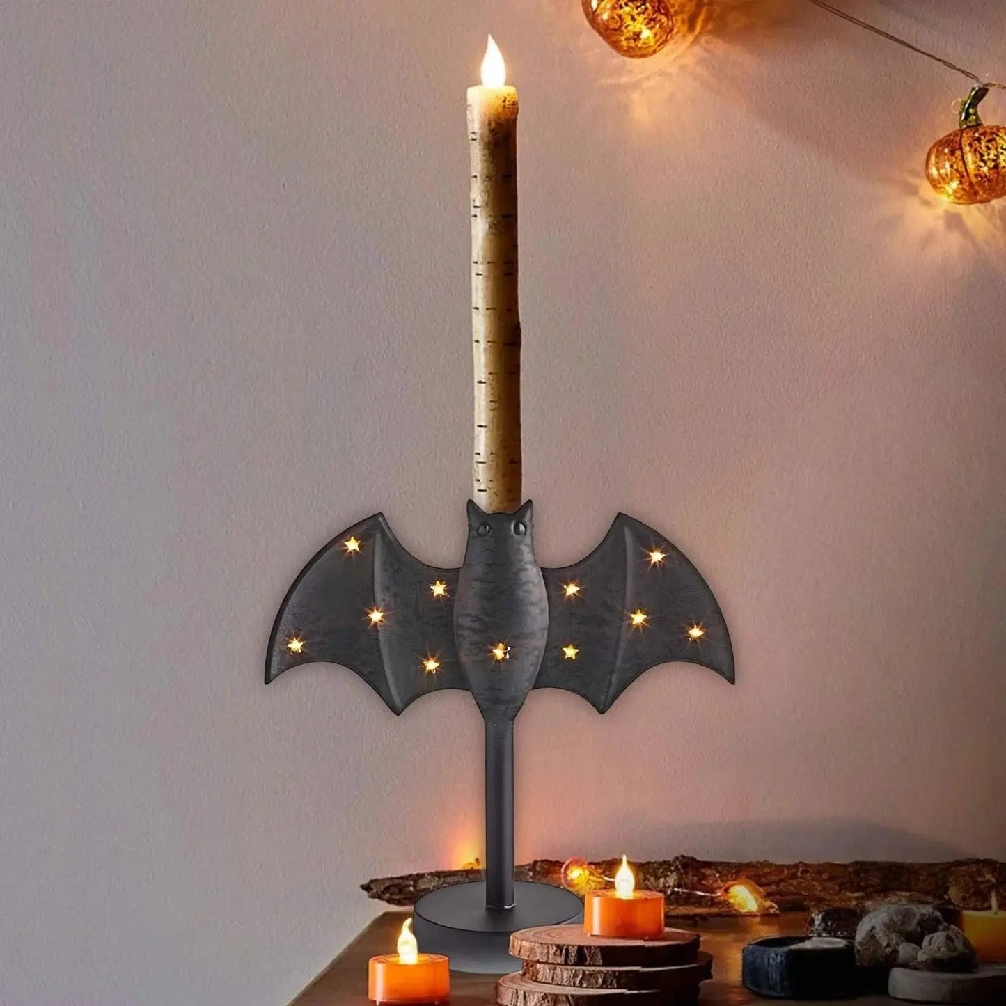 Gothic Bat Candle Holder for Cozy Halloween Decor