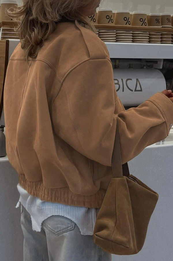 Casual Loose Fit Long Sleeve Zipper Jacket