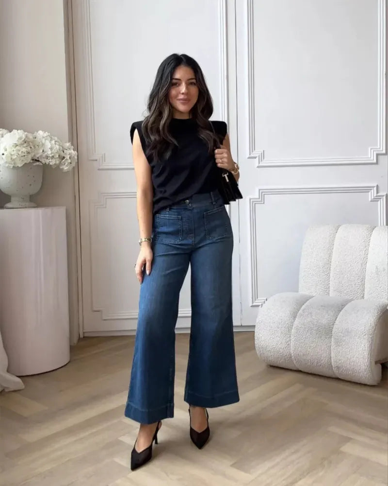 Women's high-waisted wide-leg jeans
