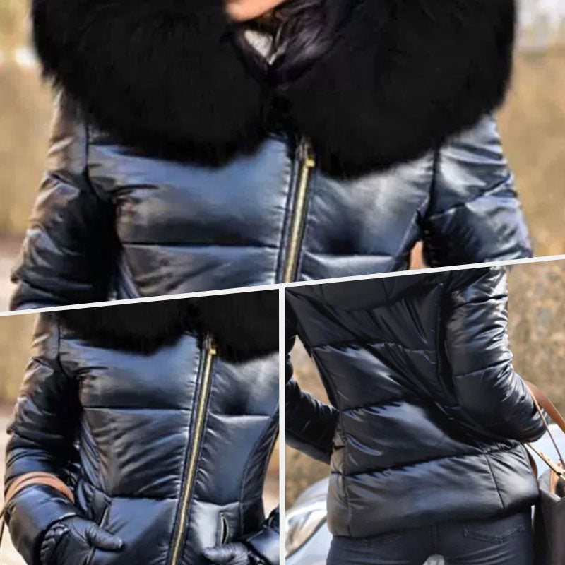 Cozy Fur Collar Hooded Jacket for Women