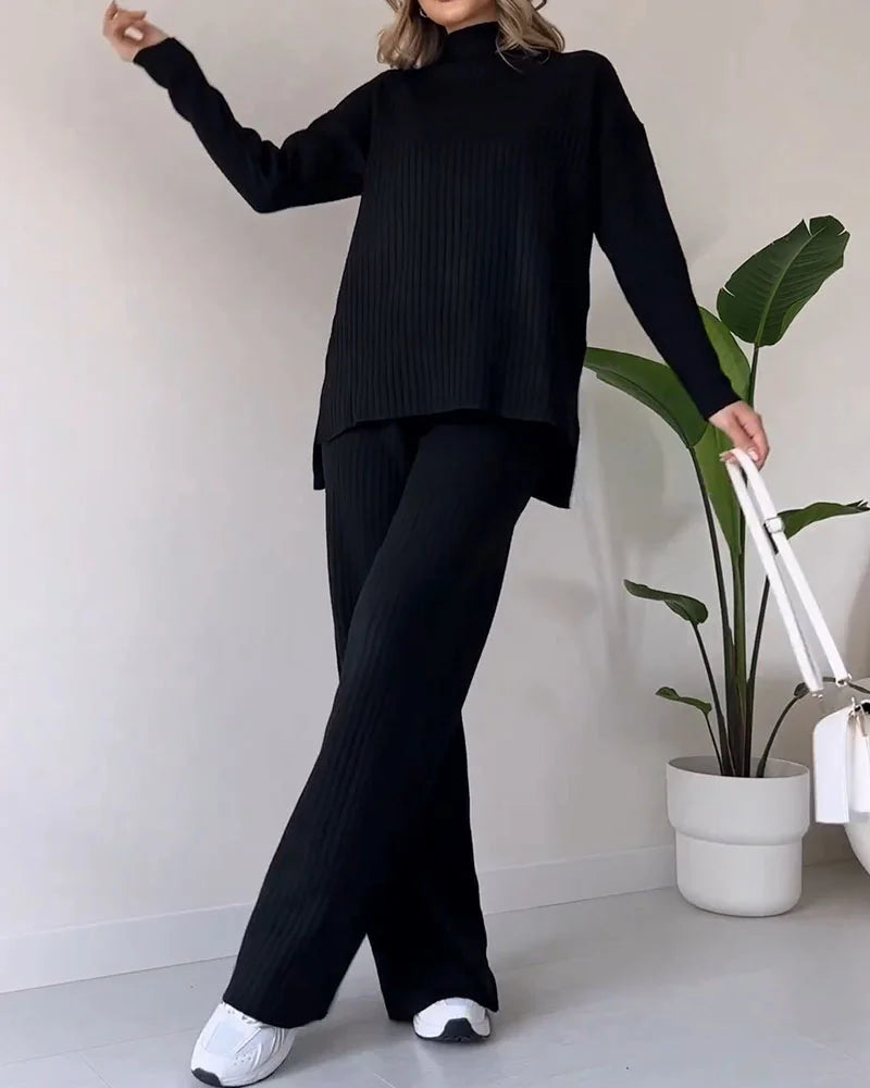 Chic Slit Two-Piece Set for Effortless Casual Style