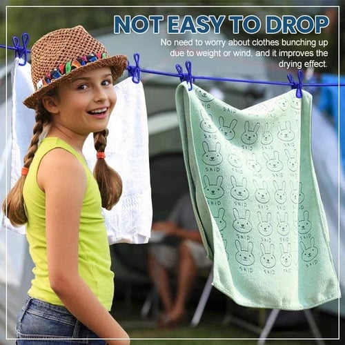 Portable Clothesline with Clips for Camping and Outdoor Use