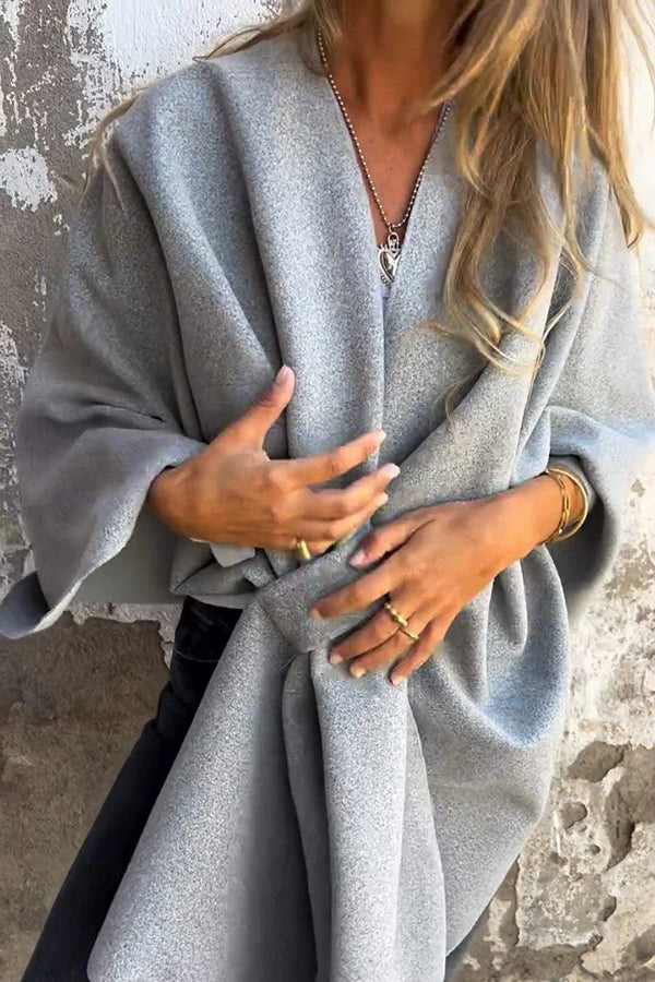 Cozy Loose V Neck Shawl Cape Jacket