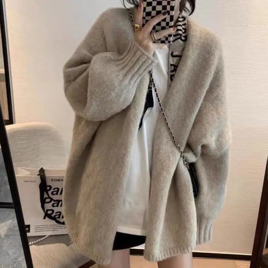 Cozy Oversized Knit Cardigan with Button Closure