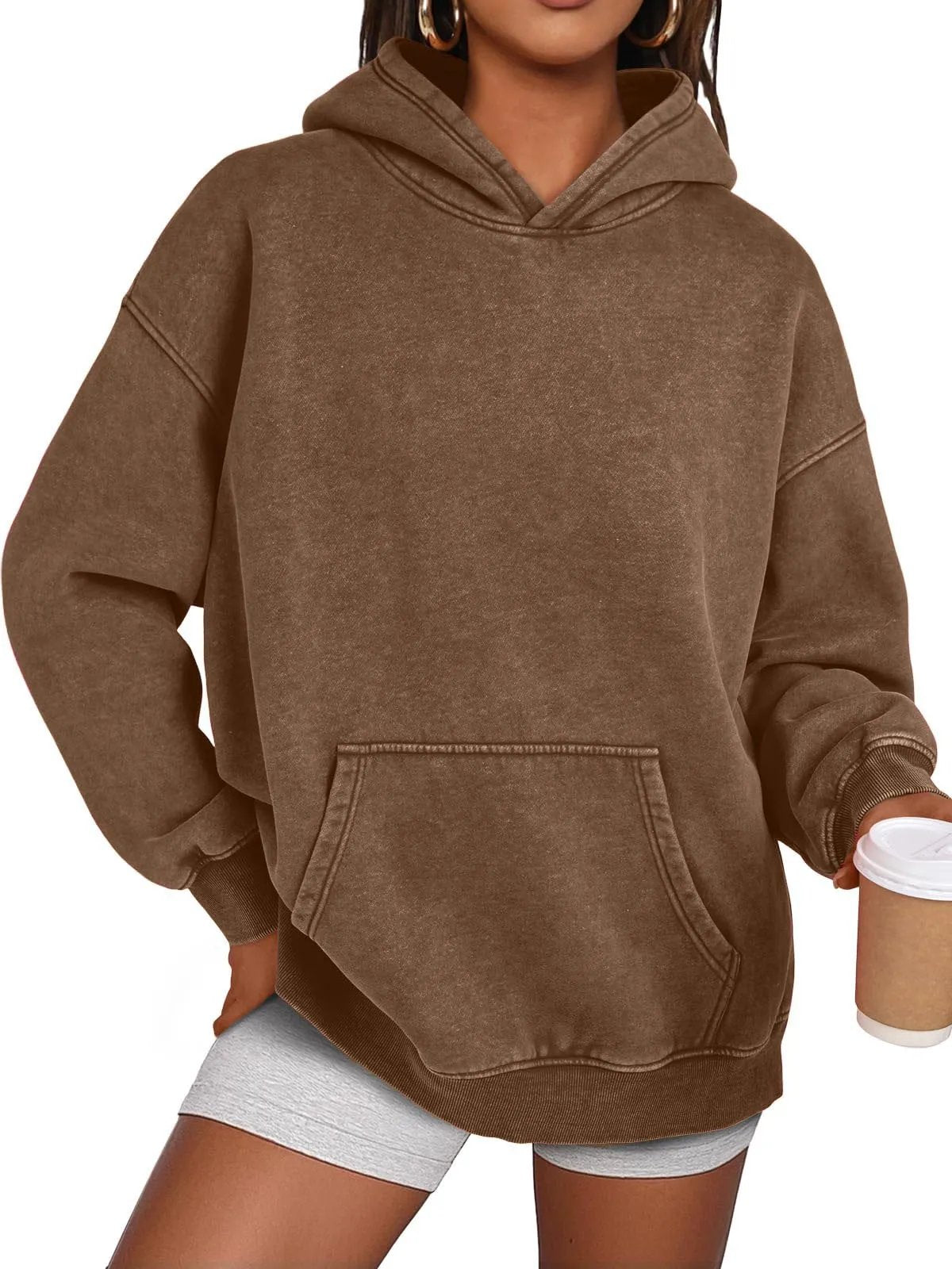 Oversized Acid Wash Hoodie Pullover