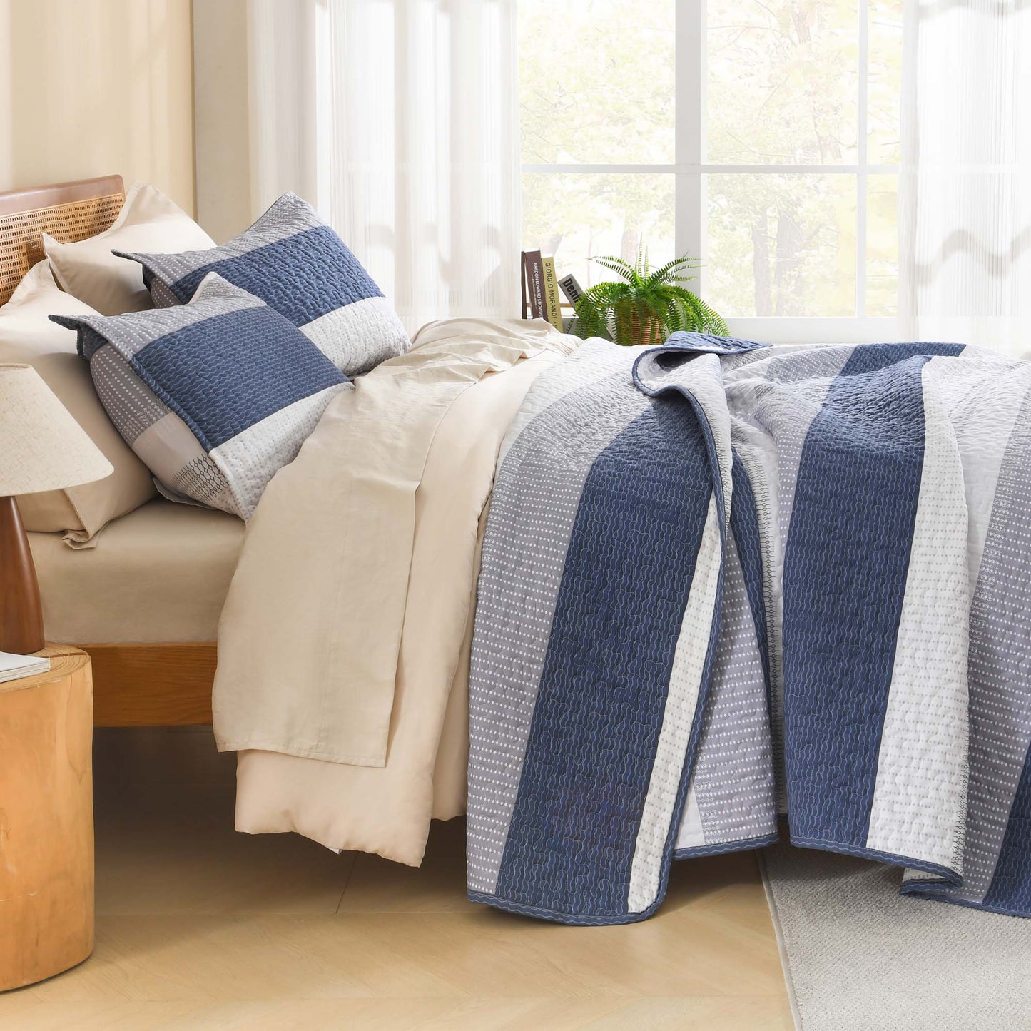 Striped Quilt Set with Cozy Cloudlike Comfort