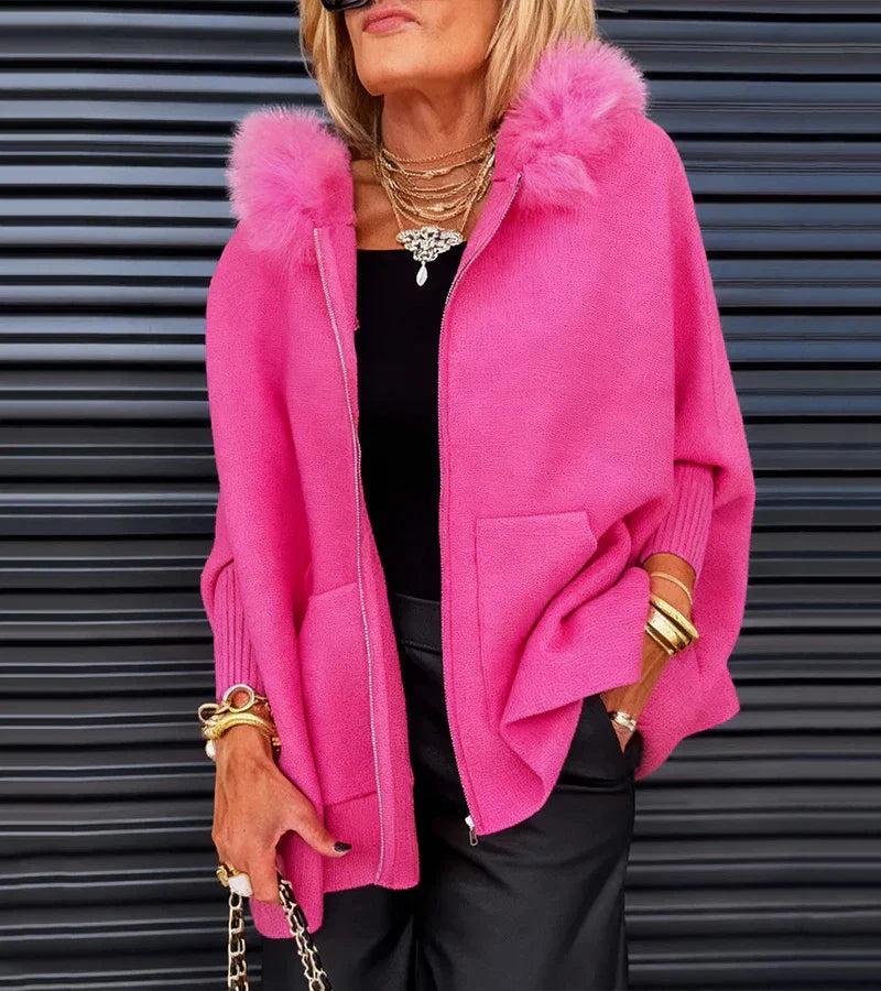 Casual Hooded Coat with Luxurious Fur Collar