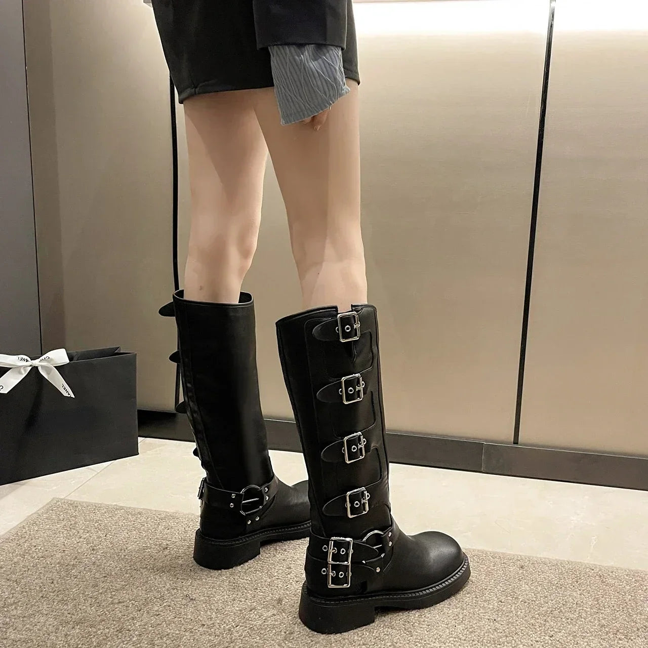 Edgy Low Heel Punk Gothic Rock Boots