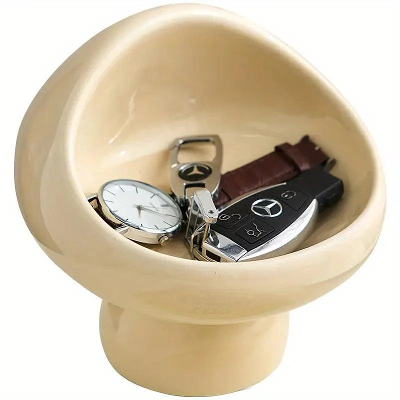 Minimalist Ceramic Mushroom Storage Box for Jewelry and Keys