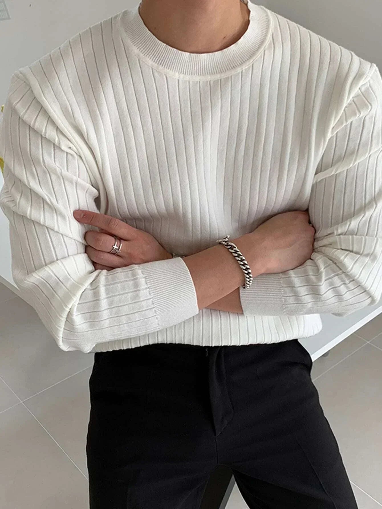 Cozy Knit Sweater for Men Soft Warm Casual Pullover
