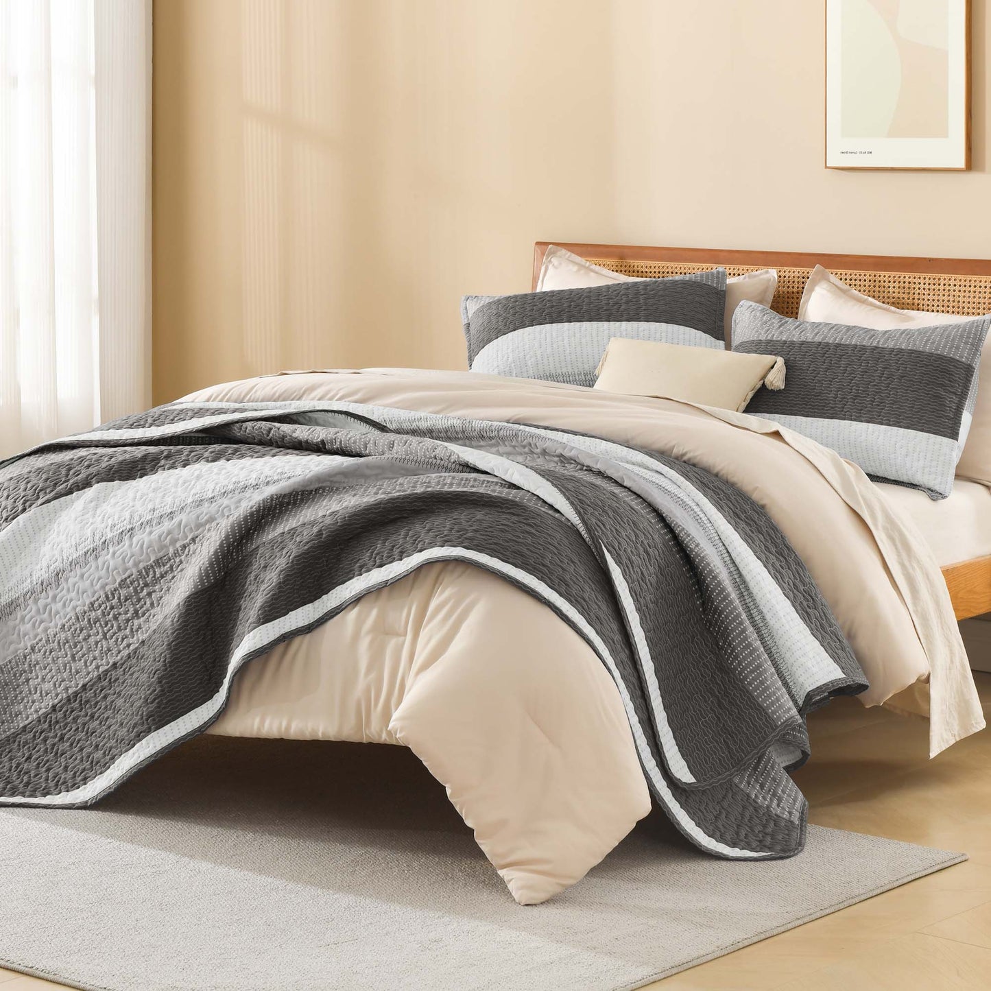 Striped Quilt Set with Cozy Cloudlike Comfort
