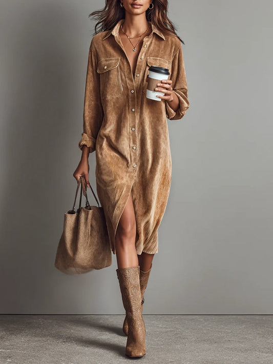 Elegant Ribbed Velvet Midi Dress for Chic Occasions