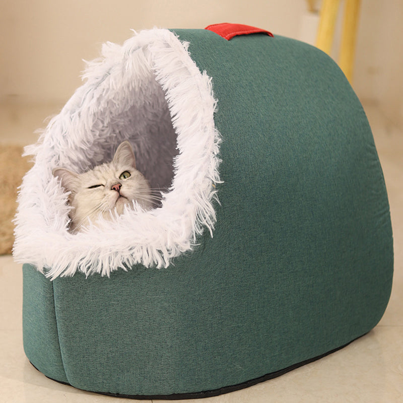 Cozy Winter Pet Cave Bed for Small Dogs and Cats