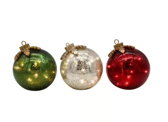 Festive Glass Christmas Table Decorations Set of 3