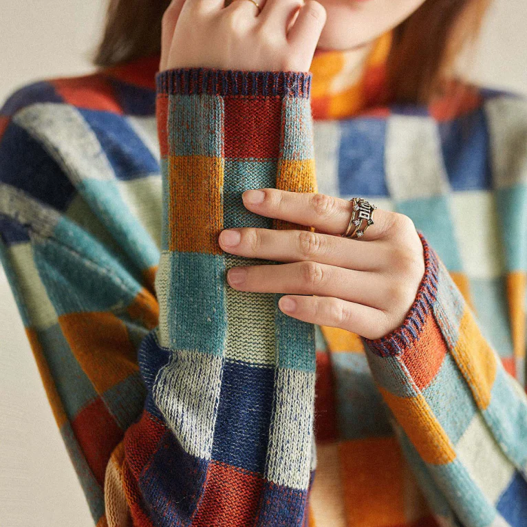 Cozy Colorblock Check Sweater for Everyday Style