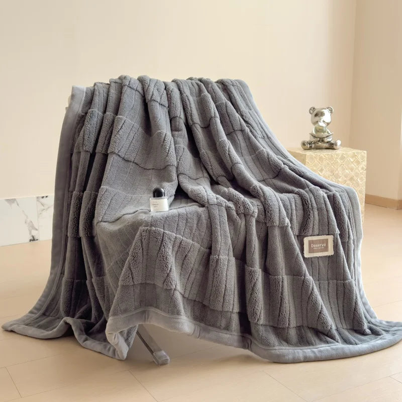 Veluvina™ - Reversible Jacquard Velvet Coral Fleece Blanket