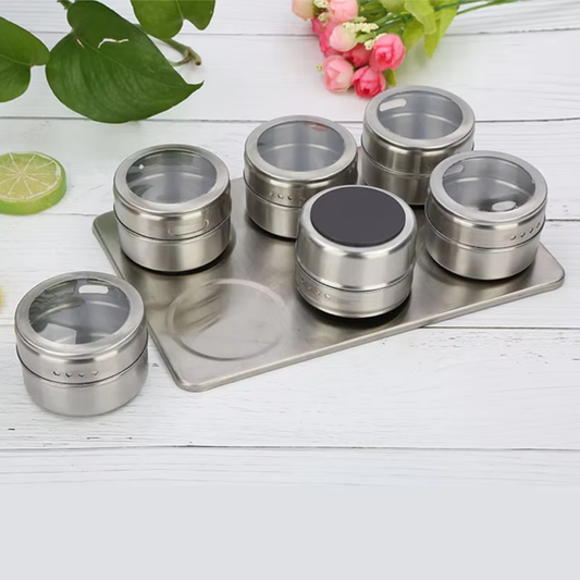 Magnetic Glass Herb Jars Set for Kitchen Organization